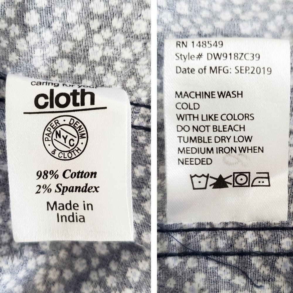 Paper Denim & Cloth PD&C Mens Navy Blue Floral Slim Shirt Stretch Cotton XL - Picture 6 of 8